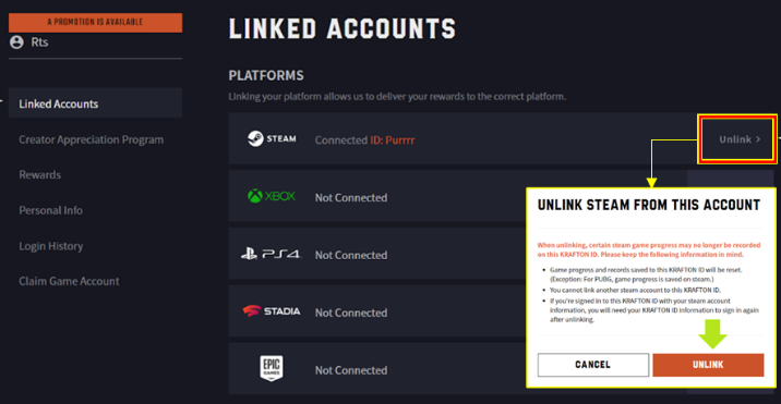 Linking / unlinking KRAFTON ID – PUBG Support