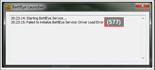 Ошибка battleye driver load error 577